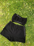 Vintage Reworked Reebok Tracksuit Tube Top & Shorts Two Piece Set / Co-Ord Black