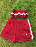 Vintage Reworked Nike Tracksuit Tube Top & Shorts Two Piece Set / Co-Ord Red & White