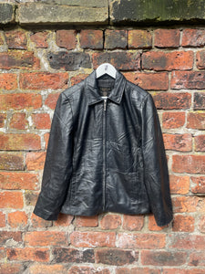 Vintage 90s Genuine Leather Biker Jacket Black