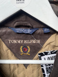 Vintage Tommy Hilfiger 90s Genuine Leather Biker Bomber Jacket Brown