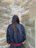Vintage bomber jacket // vintage windbreaker coat //  oversized jacket black and red