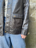 Vintage Oversized 90s Faux Leather Biker Jacket Black