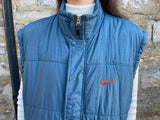 Vintage Nike gilet / oversized gilet / 90s gilet / sleeveless body warmer navy blue & orange