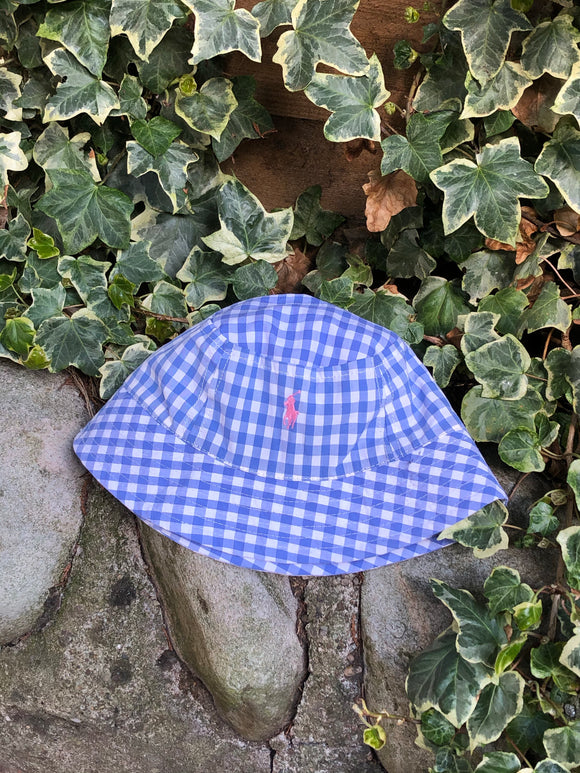 Vintage Reworked Ralph Lauren Recycled Shirt Bucket Hat Blue & White Check