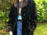 Vintage Oversized Soft Faux Fur Long Coat / Jacket Black & Brown
