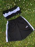 Vintage Reworked Puma Tracksuit Tube Top & Shorts Two Piece Set / Co-Ord Black, White & Green