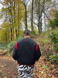 Vintage Unisex Varsity Oversized Bomber Jacket Black & Red