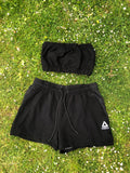 Vintage Reworked Reebok Tracksuit Tube Top & Shorts Two Piece Set / Co-Ord Black