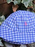 Vintage Reworked Ralph Lauren Recycled Shirt Bucket Hat Blue & White Check