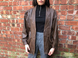 Vintage 90s Genuine Leather Rare Oversized Long Blazer Jacket Brown