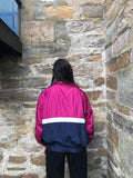 Vintage Unisex Retro Colourful Oversized Windbreaker Festival Shell Suit Jacket Pink & Navy