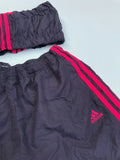 Vintage Reworked Adidas 3-Stripes Logo Tracksuit Tube Top & Shorts Two Piece Set Black & Hot Pink