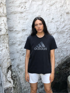 Vintage y2k Adidas Spell Out Oversized T Shirt Black