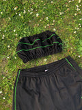 Vintage Reworked Puma Tracksuit Tube Top & Shorts Two Piece Set / Co-Ord Black & Green