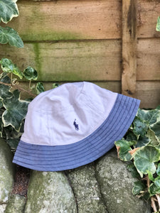 Vintage Reworked Ralph Lauren Recycled Shirt Bucket Hat - White & Blue