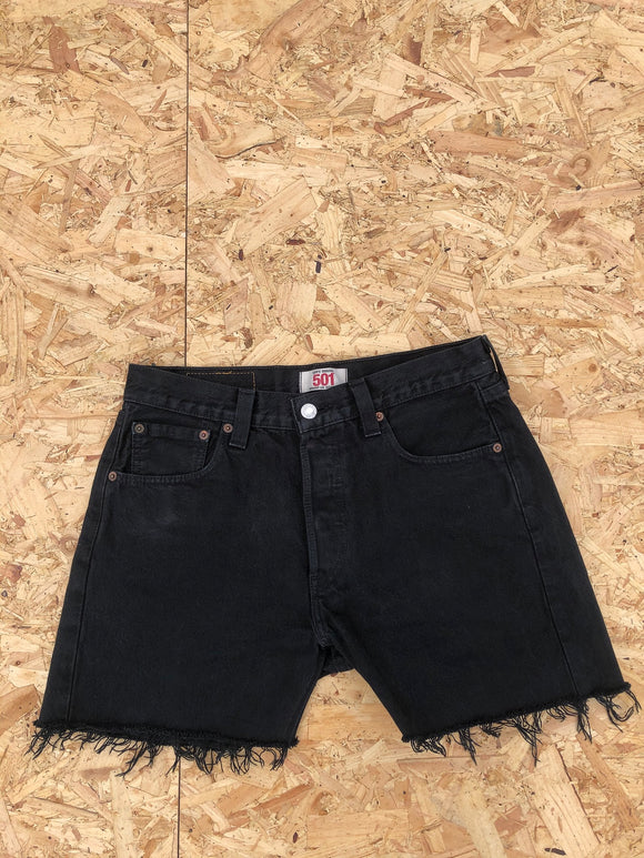 Levi’s 501 Vintage High Waisted Denim Frayed Shorts Black