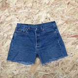 Levi’s 501 Vintage High Waisted Denim Frayed Shorts Blue