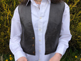 Vintage Genuine Leather Vest / Waistcoat / Gilet Dark Brown