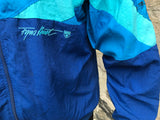 Vintage Unisex Wavy Oversized Windbreaker Festival Bomber Shell Jacket Blue