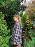 Vintage Checked Oversized 90's Thick Quilt Lined Flannel Shirt / Shacket Grey