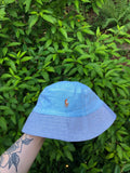 Vintage Reworked Ralph Lauren Recycled Shirt Bucket Hat Bright Blue & Grey Blue