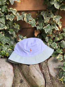 Vintage Reworked Ralph Lauren Recycled Shirt Bucket Hat - Blue & Pale Green
