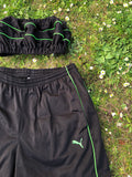Vintage Reworked Puma Tracksuit Tube Top & Shorts Two Piece Set / Co-Ord Black & Green