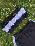 Vintage Reworked Puma Tracksuit Tube Top & Shorts Two Piece Set / Co-Ord Black, White & Green