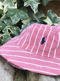 Vintage Reworked Ralph Lauren Recycled Shirt Bucket Hat - Red & White Stripe