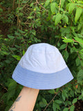 Vintage Reworked Tommy Hilfiger Recycled Shirt Bucket Hat White & Blue