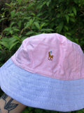 Vintage Reworked Ralph Lauren Recycled Shirt Bucket Hat Pink & Lilac