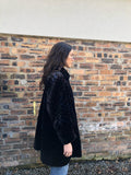 Vintage RARE Oversized Patterned Soft Faux Fur Long Coat / Jacket Black