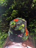 Love Route Unisex Floral Bucket Hat Black & Green