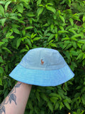 Vintage Reworked Ralph Lauren Recycled Shirt Bucket Hat Pale Green & Blue