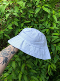Vintage Reworked Ralph Lauren Recycled Shirt Bucket Hat Pale Blue Check