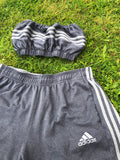 Vintage Reworked Adidas 3-Stripes Tracksuit Tube Top & Shorts Two Piece Set Grey