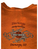 Vintage y2k Harley Davidson Embroidered Logo Top  / Graphic Print T Shirt Orange