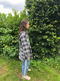 Vintage Checked Oversized 90's Thick Flannel Shirt Grey