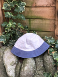 Vintage Reworked Ralph Lauren Recycled Shirt Bucket Hat - White & Blue