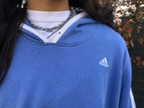 Vintage y2k Adidas 3 Stripes Unisex Hooded Sweatshirt / Jumper / Sweater / Hoodie Blue