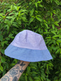 Vintage Reworked Ralph Lauren Recycled Shirt Bucket Hat Lilac & Blue