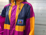 Vintage Windbreaker Unisex Oversized Festival Colourful Shell Jacket Rain Coat Purple & Orange