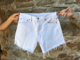 Levis Vintage High Waisted Denim Frayed Shorts White