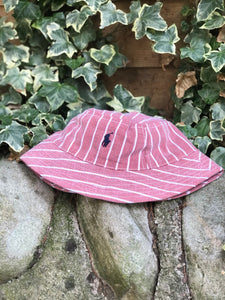 Vintage Reworked Ralph Lauren Recycled Shirt Bucket Hat - Red & White Stripe