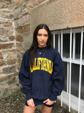 Vintage Champion Printed Unisex California Sweater / Sweatshirt / Jumper Navy & Yellow