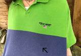 Vintage Ralph Lauren Polo Shirt Oversized Collared Short Sleeve Top / T Shirt Green & Grey/Blue