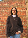 Vintage y2k Tommy Hilfiger V-Neck Sweater / Jumper / Sweatshirt Chocolate Brown