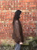 Vintage 90s Genuine Leather Rare Oversized Long Blazer Jacket Brown