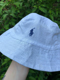 Vintage Reworked Ralph Lauren Recycled Shirt Bucket Hat Pale Blue Check