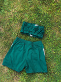 Vintage Reworked Adidas Tracksuit Tube Top & Shorts Two Piece Set Green & White